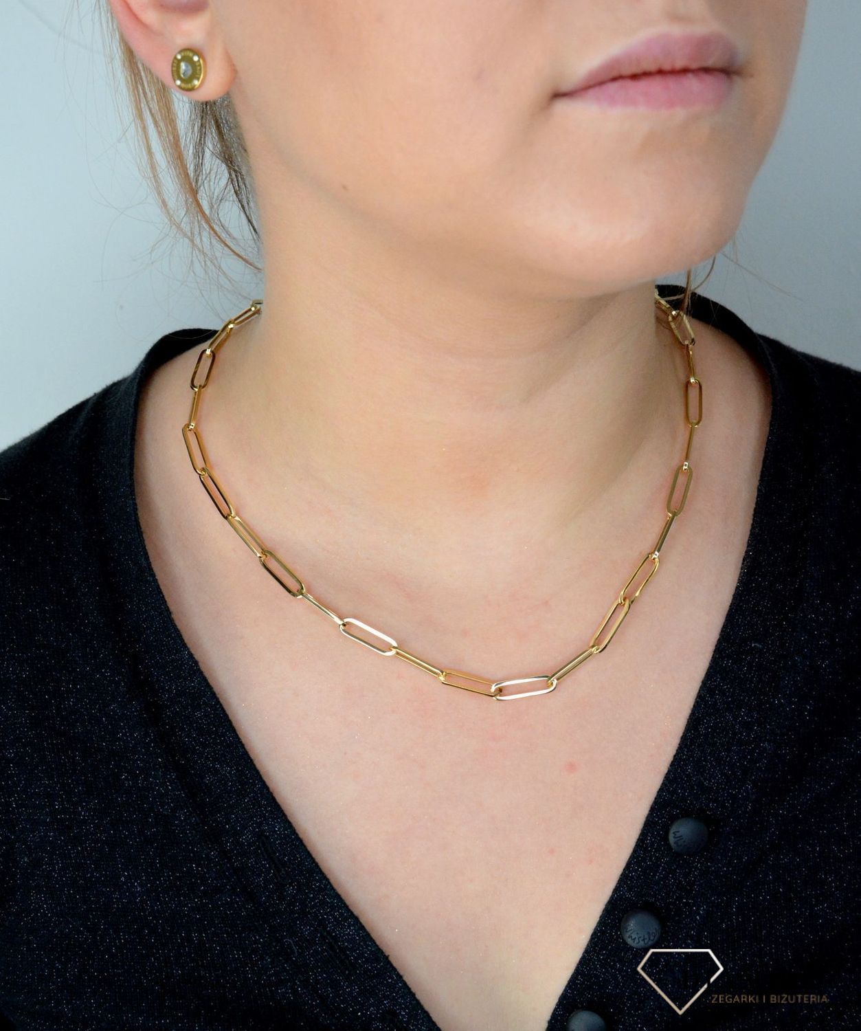 Złoty naszyjnik modny naszyjnik z dużych równych ogniw NA 2904.jpg